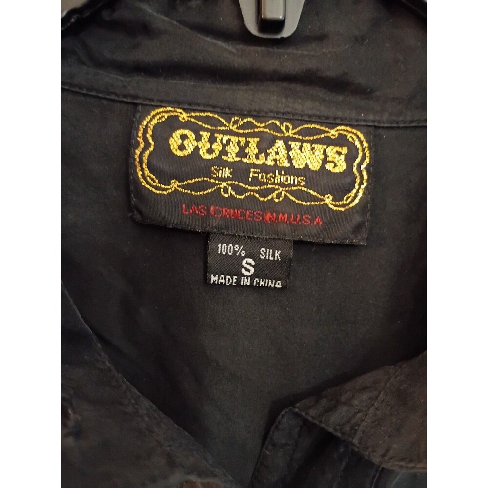 Outlaws Silk Fashions Western Shirt  Black Fringe Long Sleeve Western Country